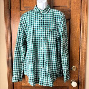 Lacoste White/Green/Black Plaid Button-Down Shirt Size 45 Regular Fit (XL-2XL)